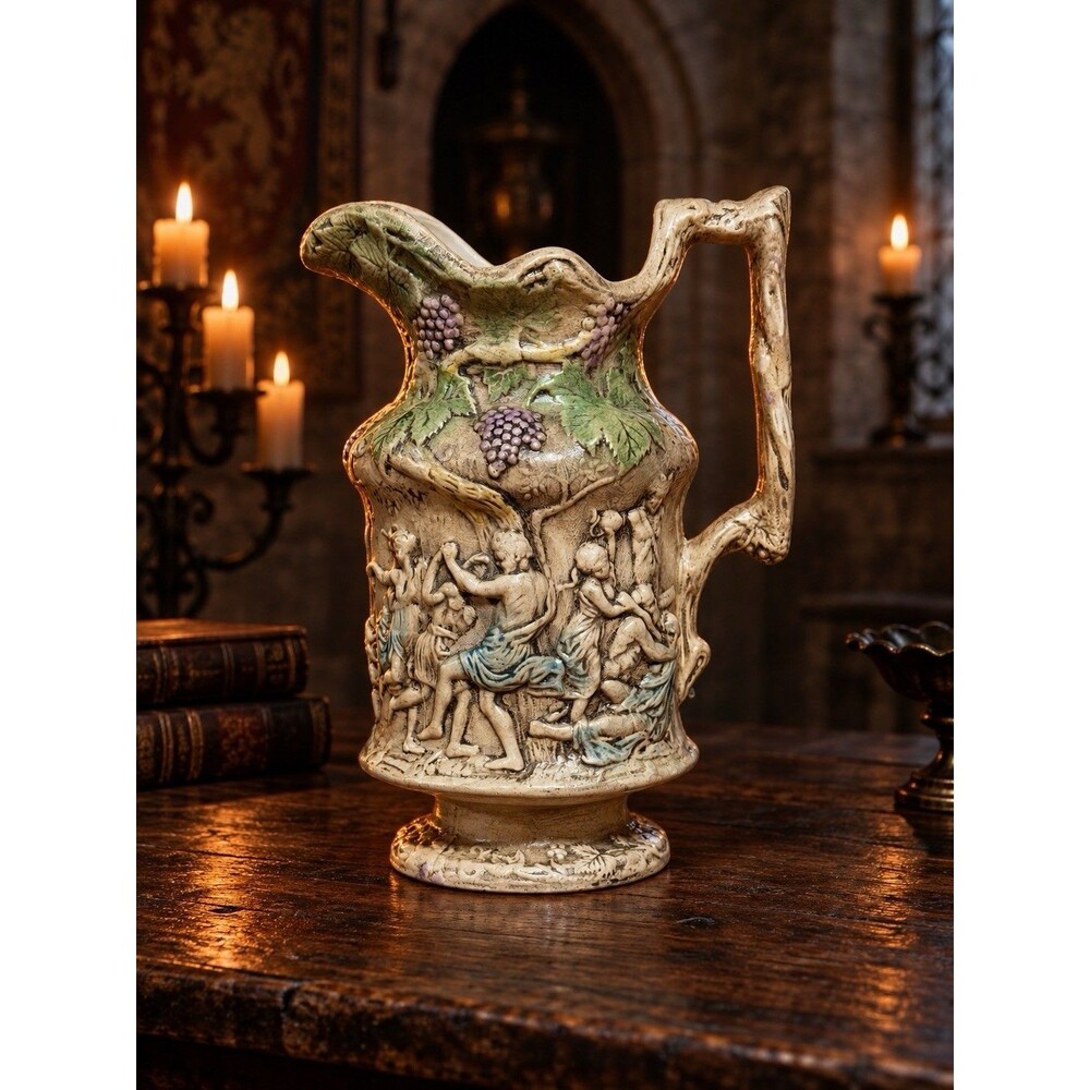 🔥Wine Water Plant Jug Patina Meigh Orgy Design of Bacchus Bacchanalian Dance